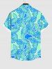 Hawaii Plus Size Turn-down Collar Coconut Tree Leaf Print Button Pocket Shirt For Men - Vert clair M
