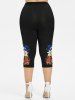 Plus Size Lily Rose Flower Music Symbol Galaxy Print Capri Leggings -  