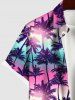 Hawaii Men's Turn-down Collar Coconut Tree Ombre Galaxy Print Button Pocket Shirt -  
