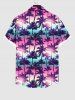 Hawaii Men's Turn-down Collar Coconut Tree Ombre Galaxy Print Button Pocket Shirt - Multi-A 2XL