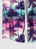 Hawaii Men's Turn-down Collar Coconut Tree Ombre Galaxy Print Button Pocket Shirt - Multi-A 4XL