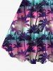 Hawaii Plus Size Coconut Tree Ombre Galaxy Print Backless A Line Tank Dress -  