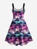 Hawaii Plus Size Coconut Tree Ombre Galaxy Print Backless A Line Tank Dress -  