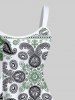 Hawaii Plus Size Paisley Floral Geometric Plaid Print Backless A Line Tank Dress -  