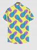 Hawaii Plus Size Turn-down Collar Pineapple Pin Dot Print Button Pocket Shirt For Men - Jaune L
