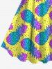 Hawaii Plus Size Pineapple Pin Dot Print Backless A Line Tank Dress -  