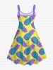 Hawaii Plus Size Pineapple Pin Dot Print Backless A Line Tank Dress -  