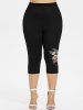 Plus Size Flower Fog 3D Print Capri Leggings -  
