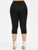 Plus Size Flower Fog 3D Print Capri Leggings -  