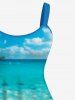 Hawaii Plus Size Sea Creatures Beach Shell Print Backless A Line Tank Dress -  