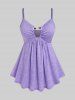 Ensemble de Haut Kimono à Bretelle Panneau en Dentelle de Grande Taille et de Kimono Drapé Fleuri en Mousseline - Violet clair M | US 10
