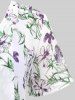 Ensemble de Haut Kimono à Bretelle Panneau en Dentelle de Grande Taille et de Kimono Drapé Fleuri en Mousseline - Violet clair M | US 10