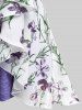 Ensemble de Haut Kimono à Bretelle Panneau en Dentelle de Grande Taille et de Kimono Drapé Fleuri en Mousseline - Violet clair M | US 10