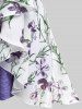 Ensemble de Haut Kimono à Bretelle Panneau en Dentelle de Grande Taille et de Kimono Drapé Fleuri en Mousseline - Violet clair 2X | US 18-20