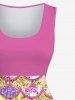 Costume de Plage Grande Taille Pailletée 3D Écaille de Poisson Imprimée - Rose clair 