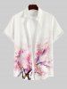 Robe Costume de Plage Plissée Fleur de Pêche Imprimée avec Poche Jointive de Grande Taille pour Couple - Rose clair 