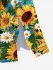 Robe Trapèze Fendue Marguerite et Peinture Imprimées avec Poche de Grande Taille - Multi-A L