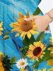 Hawaii Plus Size Sunflower Daisy Painting Print Split Pocket A Line Dress -  