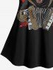 Gothic Striped Raglan Sleeves Bear Accordion Print T-shirt -  