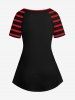 Gothic Striped Raglan Sleeves Bear Accordion Print T-shirt -  