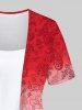 Plus Size Ombre Paisley Floral Print Patchwork 2 in 1 T-shirt -  