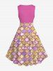 Plus Size Mermaid Fish Scales Sparkling Sequin 3D Print Vintage Tank Dress -  