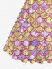 Plus Size Mermaid Fish Scales Sparkling Sequin 3D Print Vintage Tank Dress -  