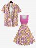 Plus Size Mermaid Fish Scales Sparkling Sequin 3D Print Vintage Tank Dress -  