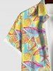 Hawaii Plus Size Shell Conch Starfish Colorblock Print Buttons Pocket Shirt For Men - Jaune 4XL