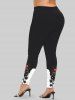 Plus Size Paint Dripping Rose Flower Heat Colorblock Print Leggings -  