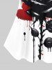 Plus Size Paint Dripping Rose Flower Colorblock Print Cold Shoulder T-shirt -  
