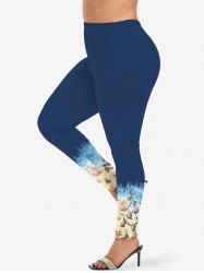Plus Size Sea Beach Shell Starfis Turtle Print Leggings -  