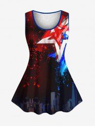 Plus Size 3D Floral Lace Painting Splatter Pentagram Ombre Print Tank Top -  