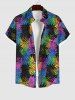 Colorful Pineapple Colorblock Print Crisscross Dress and Button Shirt Plus Size Matching Hawaii Beach Outfit for Couples -  
