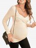 Plus Size Surplice Crisscross Solid Color Ribbed Textured Maternity Top -  