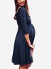 Plus Size Solid Color Surplice Ruched Maternity Dress - Bleu M