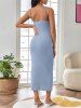 Plus Size Front Split Buttons Fitted Maternity Cami Dress -  