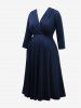 Plus Size Solid Color Surplice Ruched Maternity Dress -  