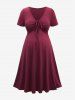 Plus Size Solid Color Cinched Ruffles Maternity Dress -  