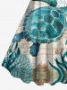 Hawaii Plus Size Sea Creatures Turtle Seaweed Floral Print Tank Dress -  