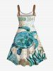 Hawaii Plus Size Sea Creatures Turtle Seaweed Floral Print Tank Dress -  