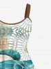Hawaii Plus Size Sea Creatures Turtle Seaweed Floral Print Tank Dress -  