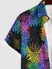 Hawaii Plus Size Turn-down Collar Pineapple Colorblock Print Button Pocket Shirt For Men -  
