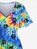 Hawaii Plus Size Spiral Watercolor Tie Dye Cat Paw Print Split A Line Beach Dress -  