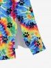 Hawaii Plus Size Spiral Watercolor Tie Dye Cat Paw Print Split A Line Beach Dress -  