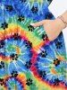 Hawaii Plus Size Spiral Watercolor Tie Dye Cat Paw Print Split A Line Beach Dress -  