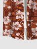 Hawaii Plus Size Turn-down Collar Vintage Floral Patternblock Graphic Print Button Pocket Shirt For Men - Rouge L