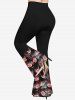 Pantalon Évasé Ombré Imprimé Rose Grande Taille - Noir 1X