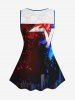 Plus Size 3D Floral Lace Painting Splatter Pentagram Ombre Print Tank Top -  