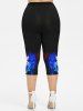 Plus Size Ombre Pentagram Painting Splatter Print Capri Leggings -  